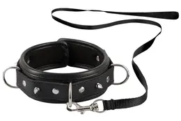 ZADO Adjustable PU Collar with Decorative Spikes & Detachable Leash 112cm