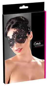 Cottelli Collection Izvezena maska za oči Elegantna crna čipkana dizajn