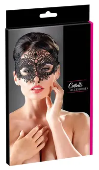 Cottelli Collection Izvezena maska za oči Crna - Elegantan čipkani dizajn