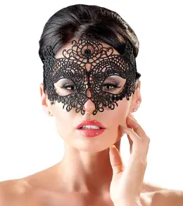 Cottelli Collection Izvezena maska za oči Crna - Elegantan čipkani dizajn