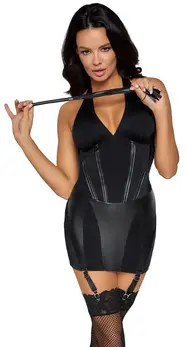 Cottelli Costumes Dominatrix haljina XL Crna mat izgled podesiva