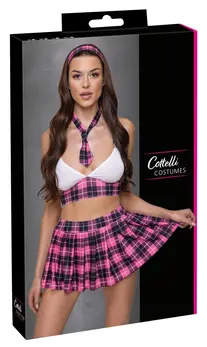 Cottelli Costumes Set školske uniforme L ružičasto/crno/bela karirana 4-dela