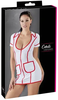 Cottelli Collection Nurse-Inspired Stretch Dress White/Red M