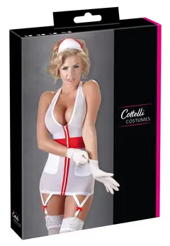 Cottelli Collection Kostim Medicinske Sestre S sa Trakom za Glavu i Podvezicama, Bela/Crvena
