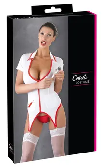 Cottelli Collection Kostim Medicinske Sestre M - Elegantan Medicinski Stil, Bela/Crvena