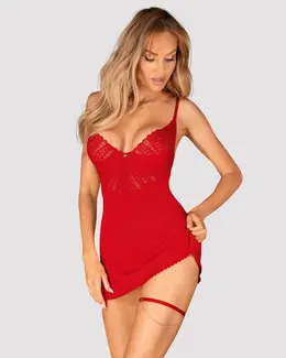 Obsessive Ingridia Adjustable Red Garter with Gold Chain Detail