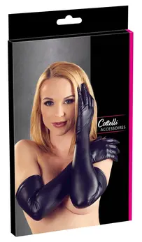 Cottelli Collection Mat Crne Duge Rukavice S-L Rastegljivo Prijanjanje