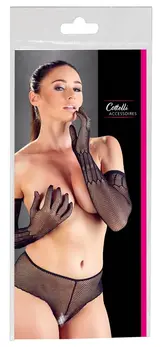 Cottelli Collection Mrežaste Rukavice S-L - Do Lakata, Crne, Rastegljivo Prijanjanje