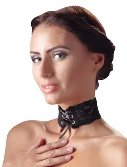 Svenjoyment Čipkana Crna Ogričica Podesiva Satenska Pertla 32cm