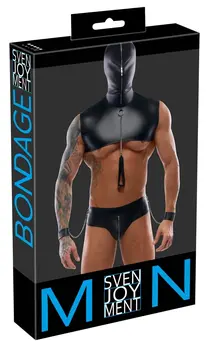 Svenjoyment Bondage Set 2XL - Mat Crni Gornji Deo sa Kapuljačom i Dodatna Oprema