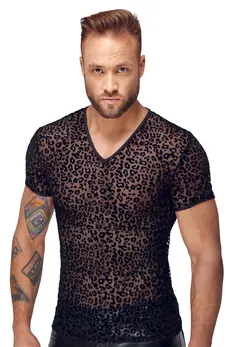 Noir Handmade M.Shirt Leo XL - Transparent Powernet Shirt, Leopard Print