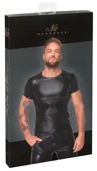 Noir Powerwetlook Men's Shirt 2XL, Matte Black, Snakeskin Accents