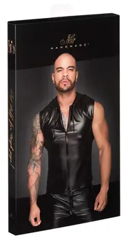 Noir Handmade Duks sa Kapuljačom M Crna Powerwetlook Bezrukavni Top sa Kapuljačom