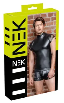 NEK Men's Shirt Matte Black L with Removable Studded Details
