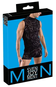 Svenjoyment Men's Transparent Black Top S Letter Print Stretch