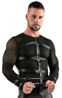 Svenjoyment Bondage Long Sleeve Harness Shirt XL Matte & Mesh Design
