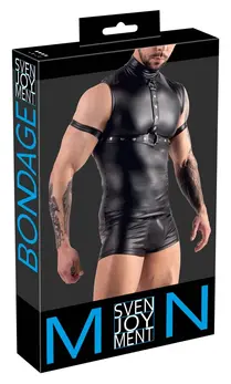 Svenjoyment Bondage Top Black M - Matte Look with Adjustable Harness
