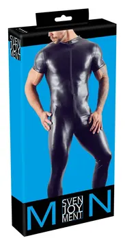 Cottelli Collection Muški XL wet look kombinezon sa 3-smernim rajsferšlusom Crna
