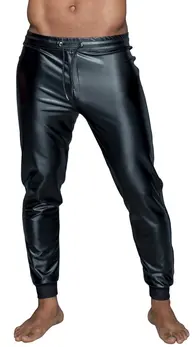 Noir Powerwetlook Treggings for Men XL - Sporty Black Comfort Fit