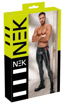 NEK Muške pantalone crna/crvena L - mat izgled, mrežasti paneli, zakovice