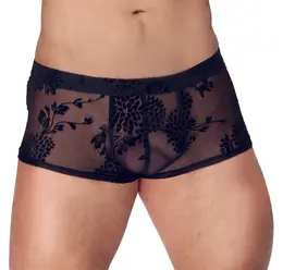Noir Handmade Powernet Floral Print Pants M Black Transparent
