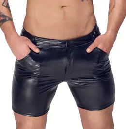 Noir Shorts L Snakeskin Effect Polymer Coated, Stretchy Finish