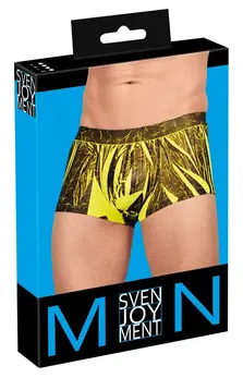 NEK Neon Yellow Stretch Pants M - Modern Fit, Black Print