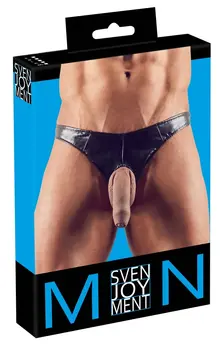 Imitacija Kože Muške String Gaćice M Crne Anatomski Kroj, PU Premaz