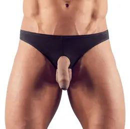 NEK Muške Anatomske String Gaćice XL Crne, Rastegljivi Poliamid, Dvostruki Otvori