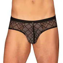 Obsessive Severio Black Mesh Jockstrap S/M - Patterned Stretch Fabric