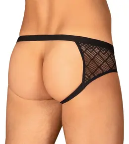 Obsessive Severio Black Mesh Jockstrap S/M - Patterned Stretch Fabric