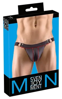 Svenjoyment Jock String S/M Black-Red Matte Look, Soft Stretch Material