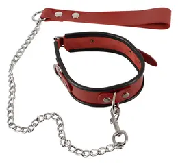 ZADO Red Vinyl Leather Collar and Leash Set, Adjustable, 85 cm