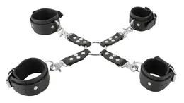ZADO Leather Hogtie Bondage Set Adjustable Buckle Cuffs Black