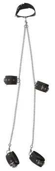 ZADO Leather Restraints Set Adjustable with Chains - Black, 6 cm Wide