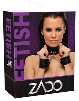 ZADO Bondage Set - Kožna Ogrlica i Podesive Lisice, Crni