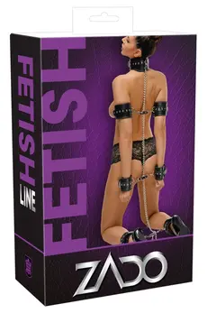 ZADO Leather Bondage Set - Adjustable Black Leather Cuffs & Collar