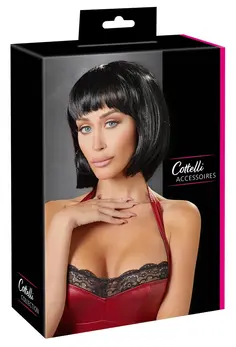 Cottelli Collection Crna Perika Bob do Brade Podesiva 28cm