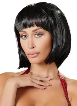 Cottelli Collection Crna Perika Bob do Brade Podesiva 28cm