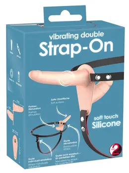 You2Toys Vibrirajući Dvostruki Strap-On Set, Podesivi Pojas, Crna