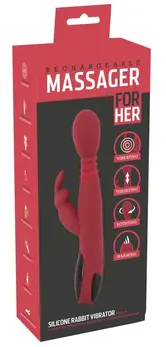You2Toys Silikonski Zec Intimna Masina Crveno-Crna 10 Rezima 26.5cm