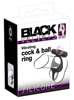 Black Velvets Intimate Silicone Ring Set with Vibro-Bullet, Black, Flexible Fit