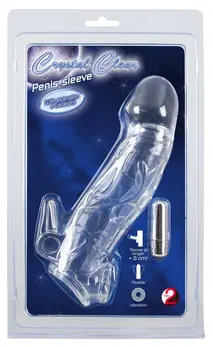 Chrystal Skin Extension Sleeve VI Providna TPE 23cm sa Mini Vibratorom