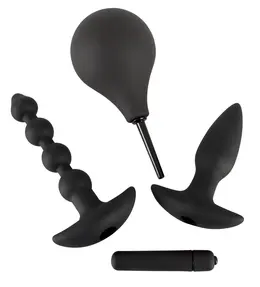 Black Velvets Analni Komplet 4-Delni Silikonski Set sa Intimnim Tušem