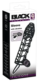 Black Velvets Silicone Sleeve with Vibrating Bullet, Flexible 14 cm