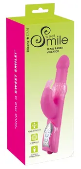 Sweet Smile Pearly Rabbit Silicone Intimate Device Pink 26cm Adjustable