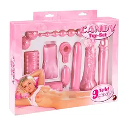 Candy Toy 9-delni ružičasti multifunkcionalni intimni set sa vibracionim elementima