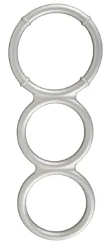 You2Toys Metalik Trostruki Silikonski Intimni Set Prstenova za Podršku, Srebrni, Fleksibilni