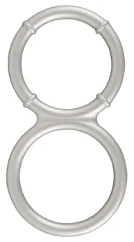 You2Toys Metallic Silicone Double Ring - Dual Support, Flexible, Silver Finish