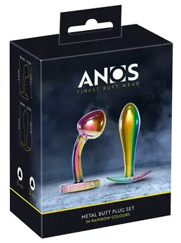 ANOS Rainbow Metalni Set Čepova - 2 Komada, Suženi i Zakrivljeni, Obojena Završna Obrada